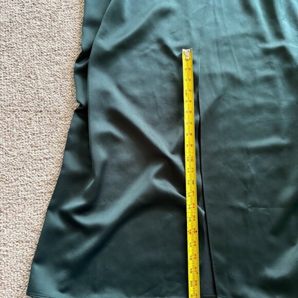 BHLDN Forest Green Satin Maxi Slip Dress 16 High Slit Formal Bridesmaid - Picture 10 of 12